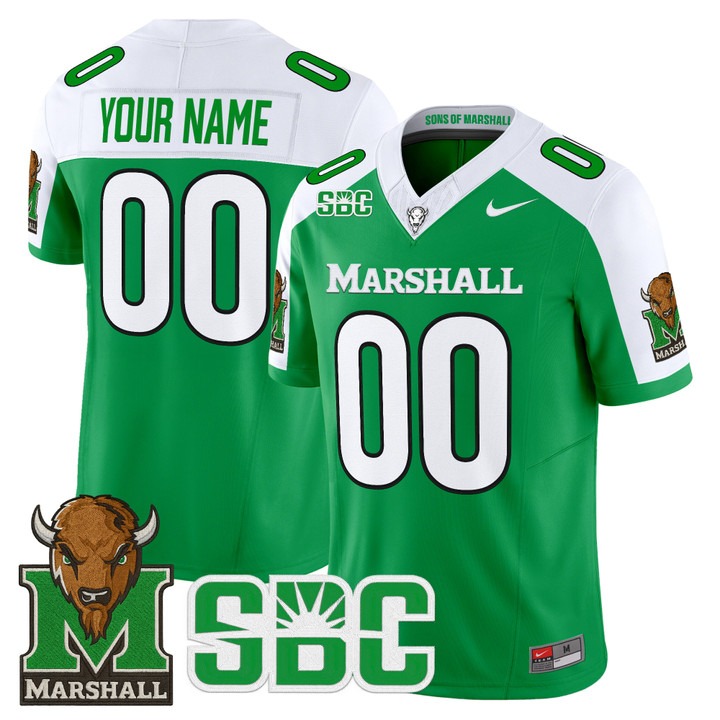 Marshall Thundering Herd 2026 Vapor Limited Custom Jersey Green Alternate - All stitched
