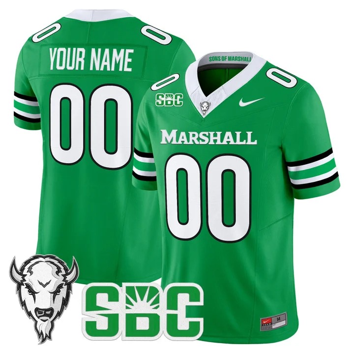 Marshall Thundering Herd 2026 Vapor Limited Custom Jersey Kelly Green - All stitched