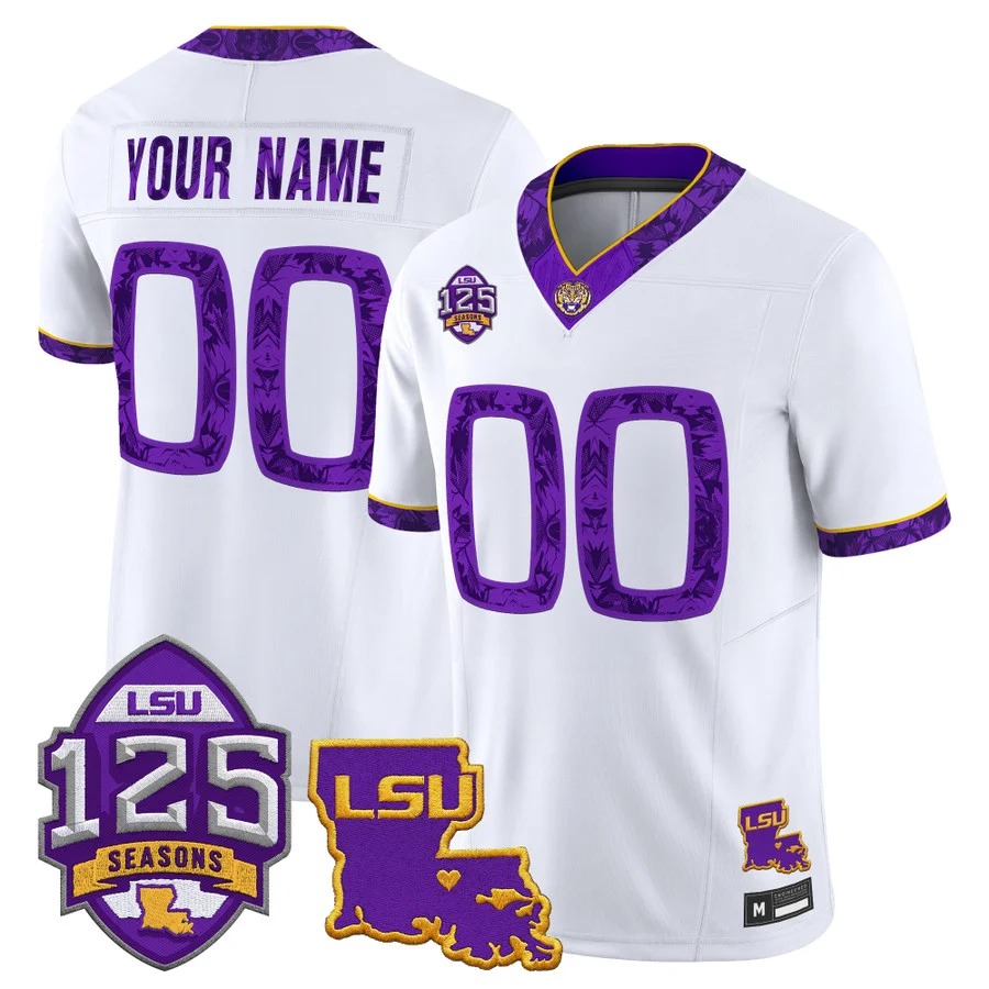 LSU Tigers 'Silent Season of 1918' Vapor Limited Custom Jersey White - Louisiana Patch - All Stitched