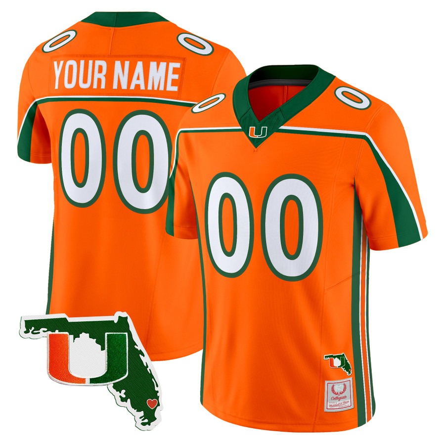 Miami Hurricanes Throwback Vapor Limited Custom Jersey Orange - Florida Patch - All Stitched