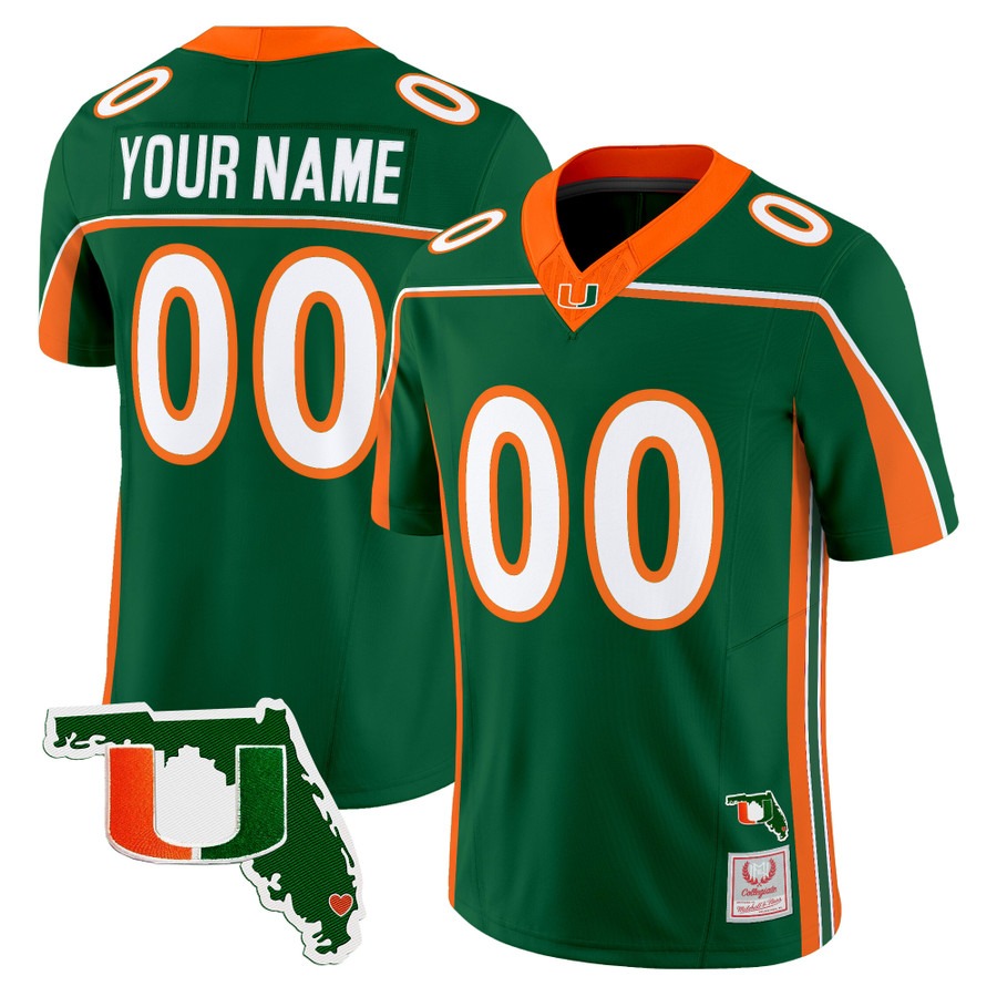 Miami Hurricanes Throwback Vapor Limited Custom Jersey Green - Florida Patch - All Stitched