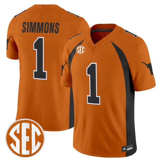 Texas Longhorns #1 Colin Simmons 1990 Throwback Vapor Limited Jersey Orange - All Stitched