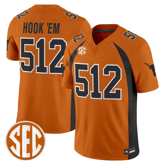 Texas Longhorns #512 Hook 'Em 1990 Throwback Vapor Limited Jersey Orange - All Stitched