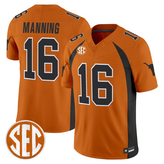 Texas Longhorns #16 Arch Manning 1990 Throwback Vapor Limited Jersey Orange - All Stitched