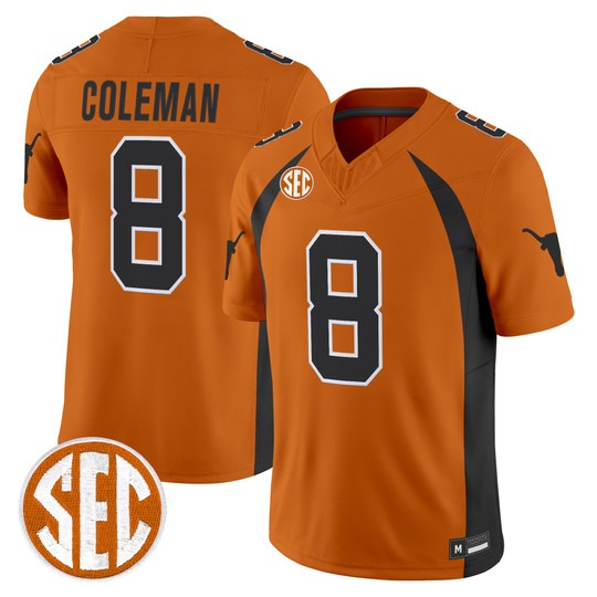 Texas Longhorns #8 Cam Coleman 1990 Throwback Vapor Limited Jersey Orange - All Stitched