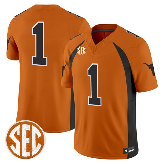 Texas Longhorns #1 1990 Throwback Vapor Limited Jersey Orange - All Stitched