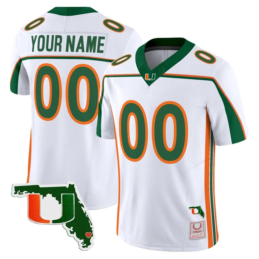 Miami Hurricanes Throwback Vapor Limited Custom Jersey White - Florida Patch - All Stitched