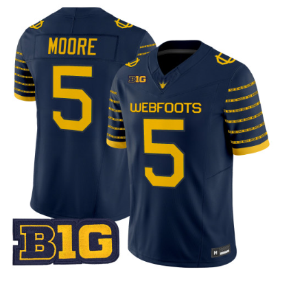 Oregon Ducks #5 Dante Moore 1916 Throwback Vapor Limited Jersey Navy - All Stitched