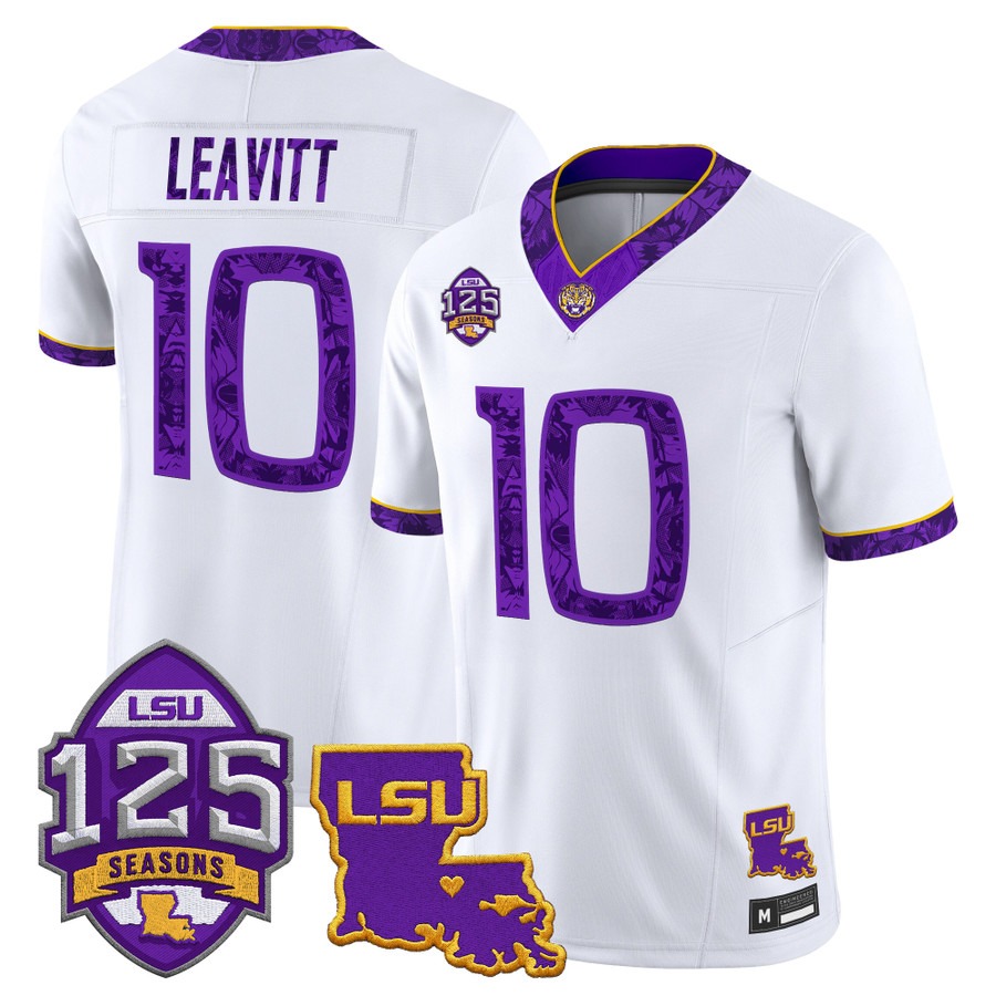LSU Tigers #10 Sam Leavitt 'Silent Season of 1918' Vapor Limited Jersey White - Louisiana Patch - All Stitched
