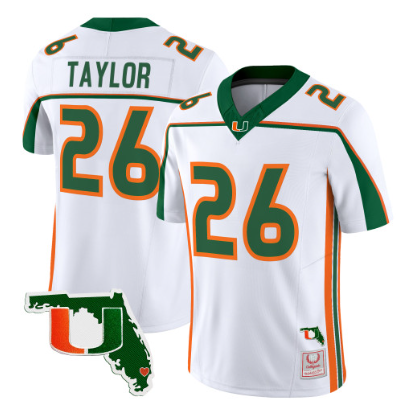Miami Hurricanes #26 Sean Taylor Throwback Vapor Limited Jersey White - Florida Patch - All Stitched