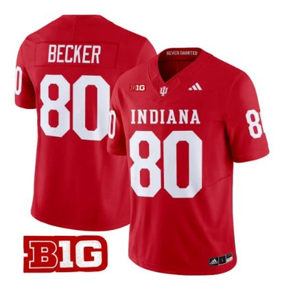 Charlie Becker #80 Indiana Hoosiers Red Jersey - All Stitched