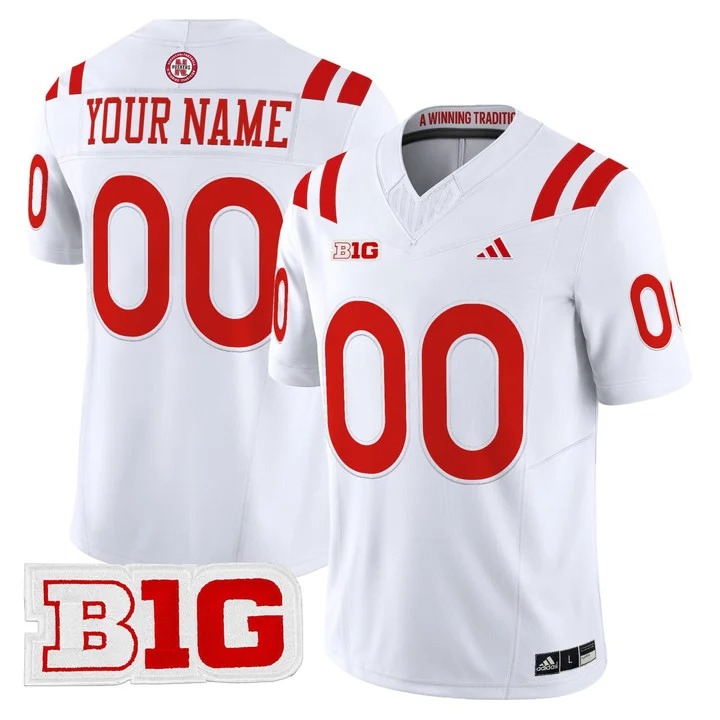 Nebraska Huskers Custom Jersey White - All Stitched