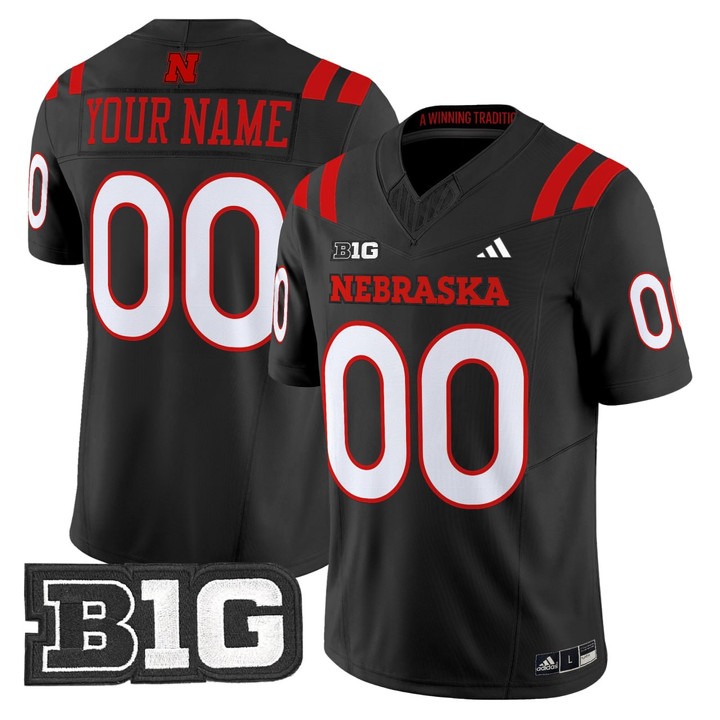 Nebraska Huskers Custom Jersey Black - All Stitched