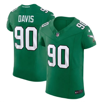 Jordan Davis #90 Eagles Kelly Green Vapor Elite Jersey - All Stitched
