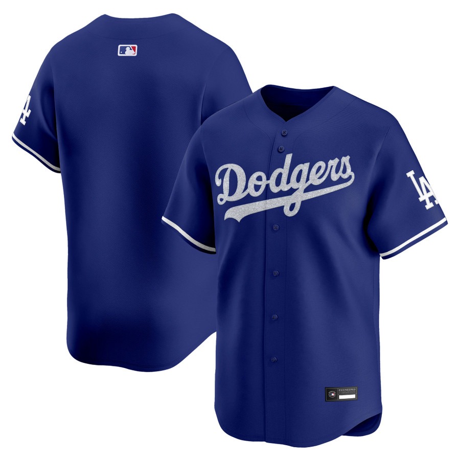 Los Angeles Dodgers Blank Glitter Vapor Premier Limited Jersey Royal - All Stitched