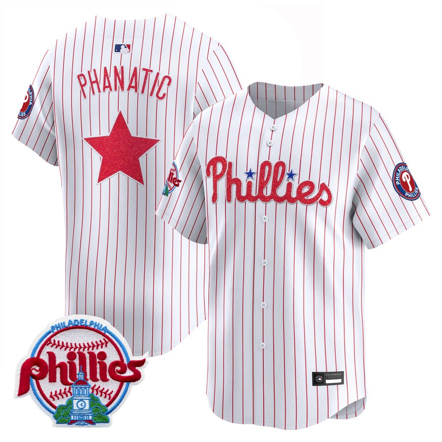 Philadelphia Phillies Phanatic Glitter Vapor Premier Limited Jersey White - All Stitched