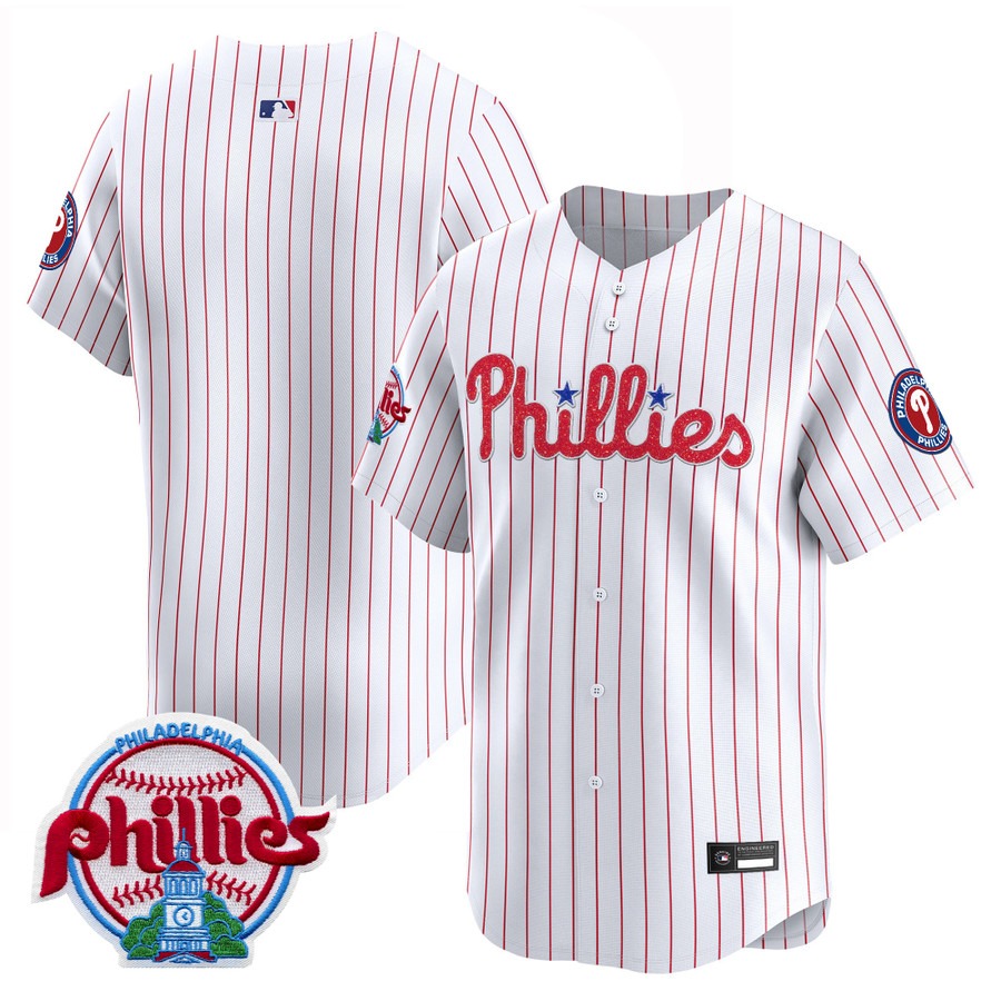 Philadelphia Phillies Blank Glitter Vapor Premier Limited Jersey White - All Stitched