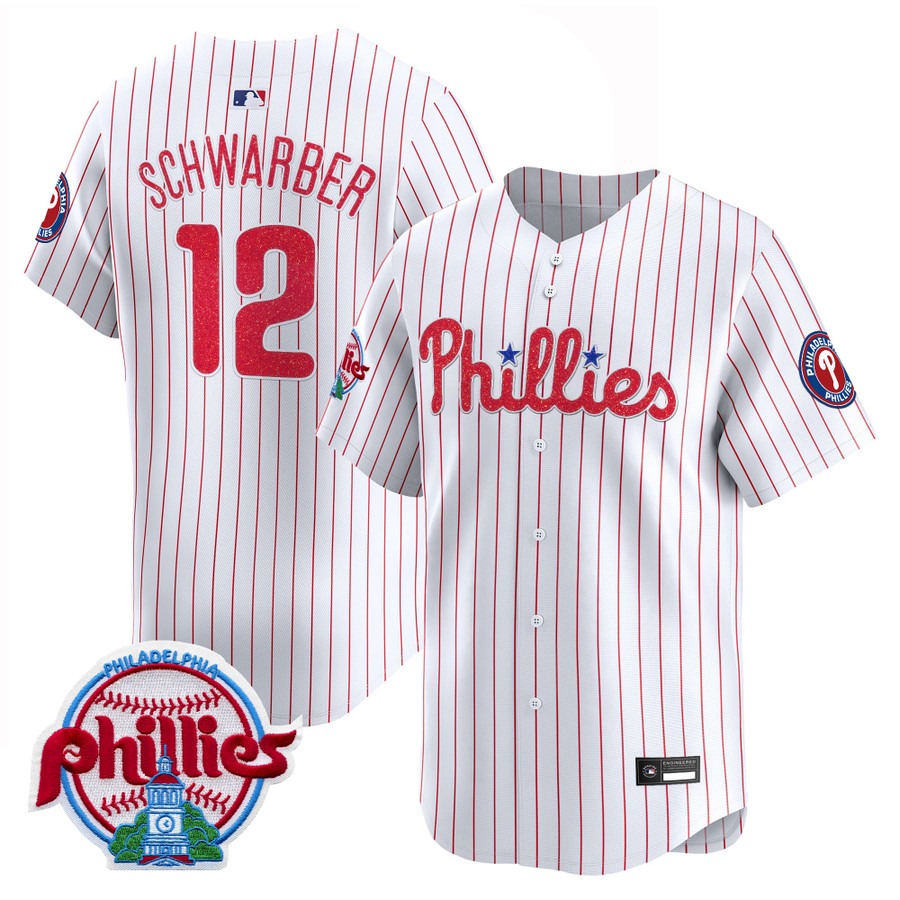 Philadelphia Phillies #12 Kyle Schwarber Glitter Vapor Premier Limited Jersey White - All Stitched