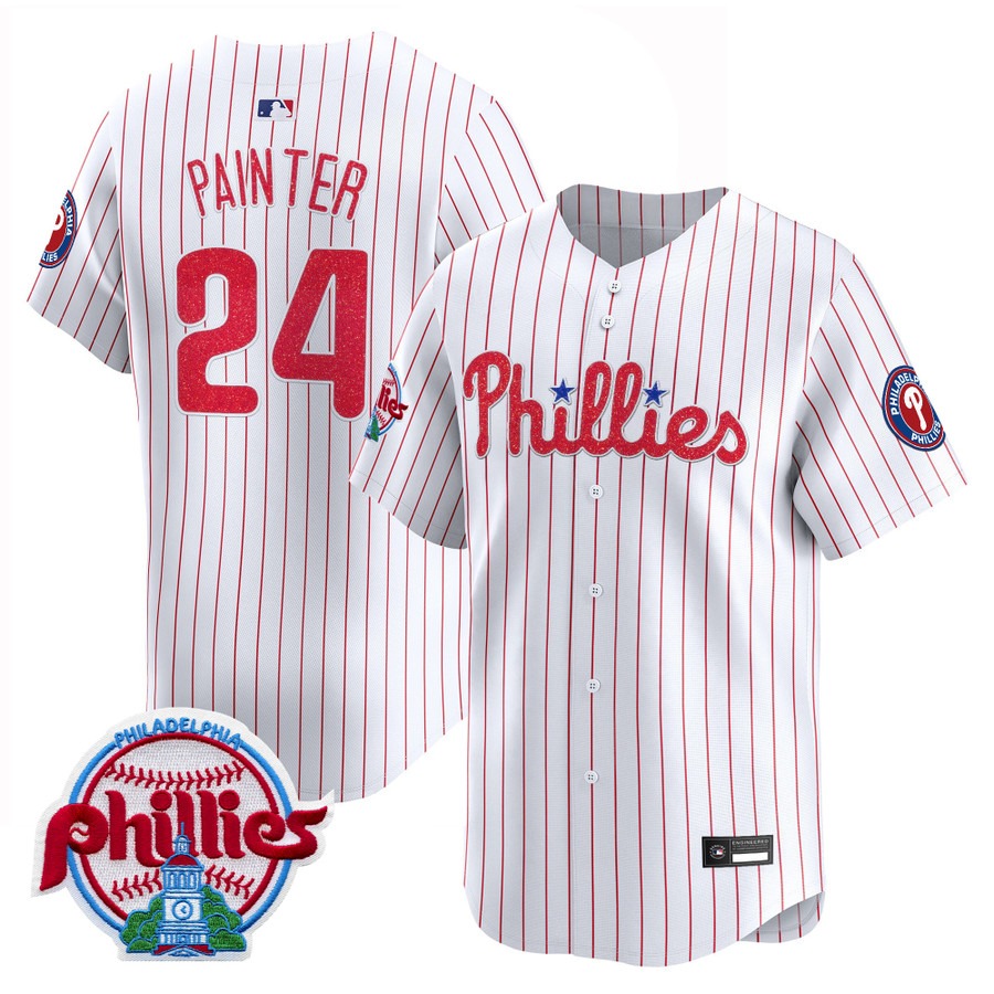 Philadelphia Phillies #24 Andrew Painter Glitter Vapor Premier Limited Jersey White - All Stitched