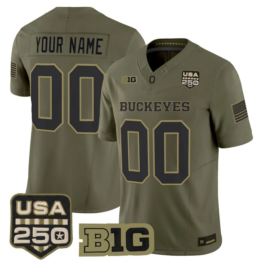 Ohio State Buckeyes 2026 Salute to Service Vapor Limited Custom Jersey Olive - Stitched