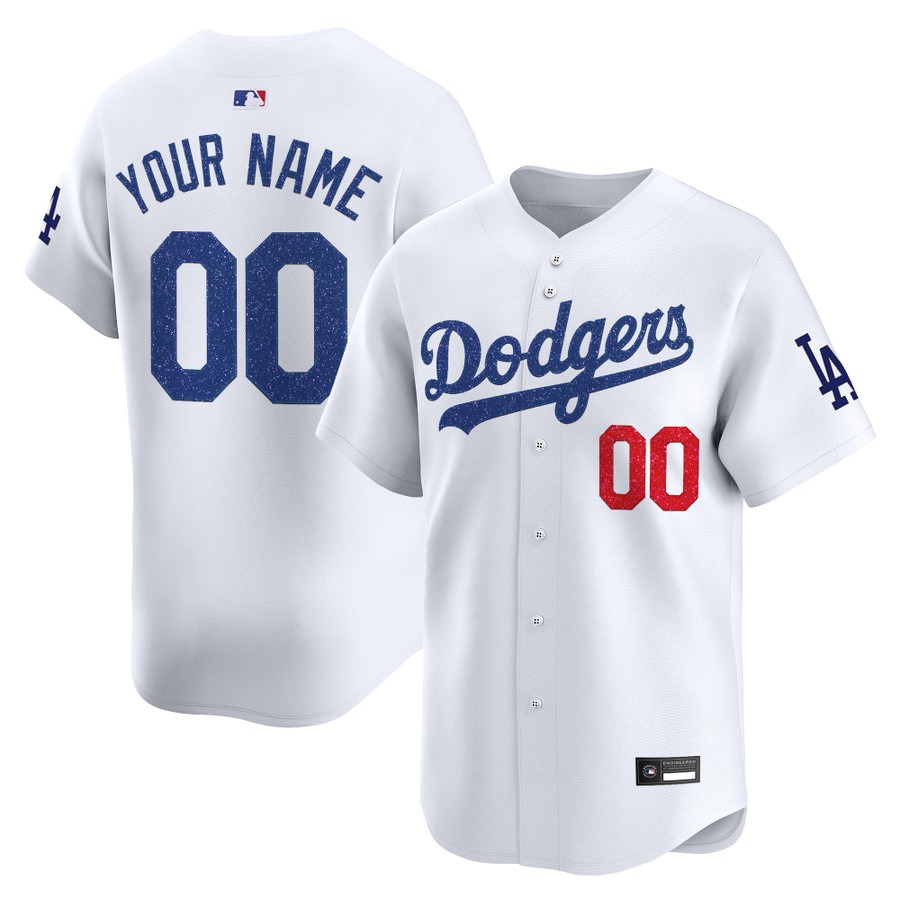 Los Angeles Dodgers Glitter Vapor Premier Limited Custom Jersey White - All Stitched