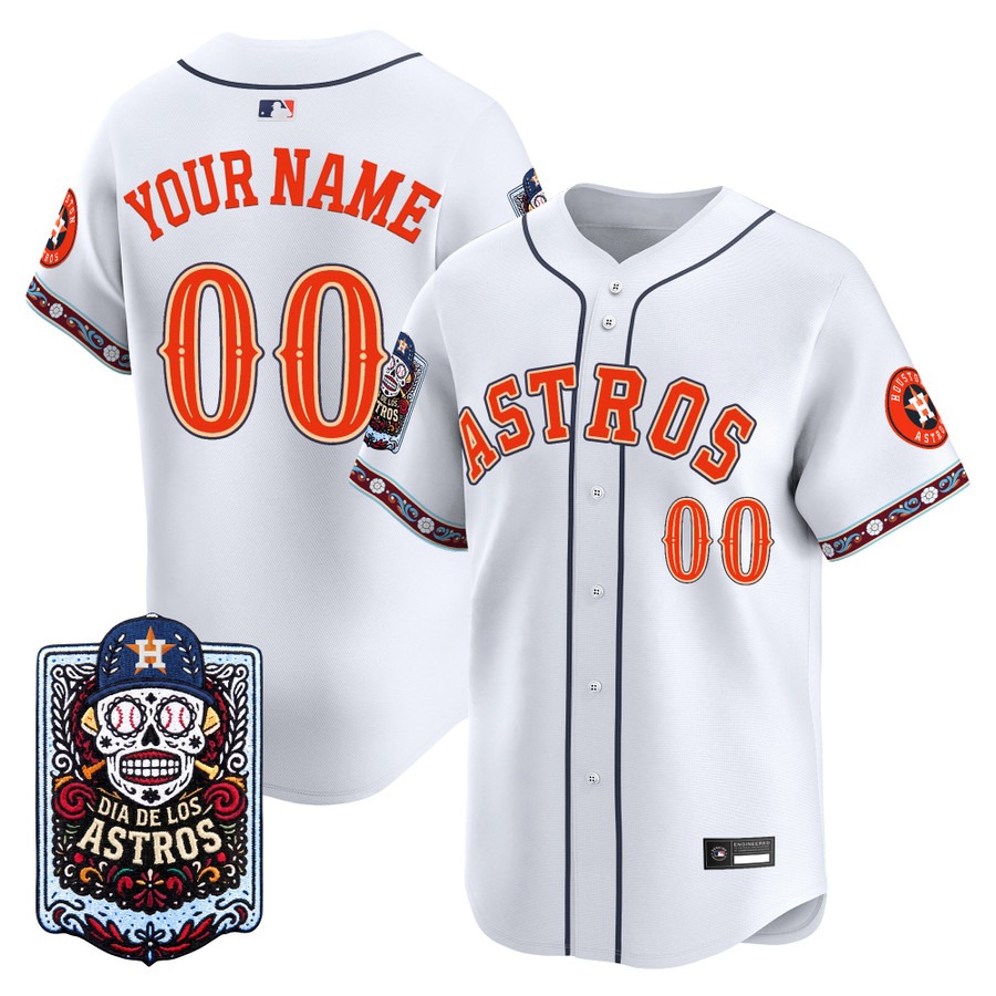 Houston Astros Dia de los Muertos Vapor Premier Limited Custom Jersey White - Stitched