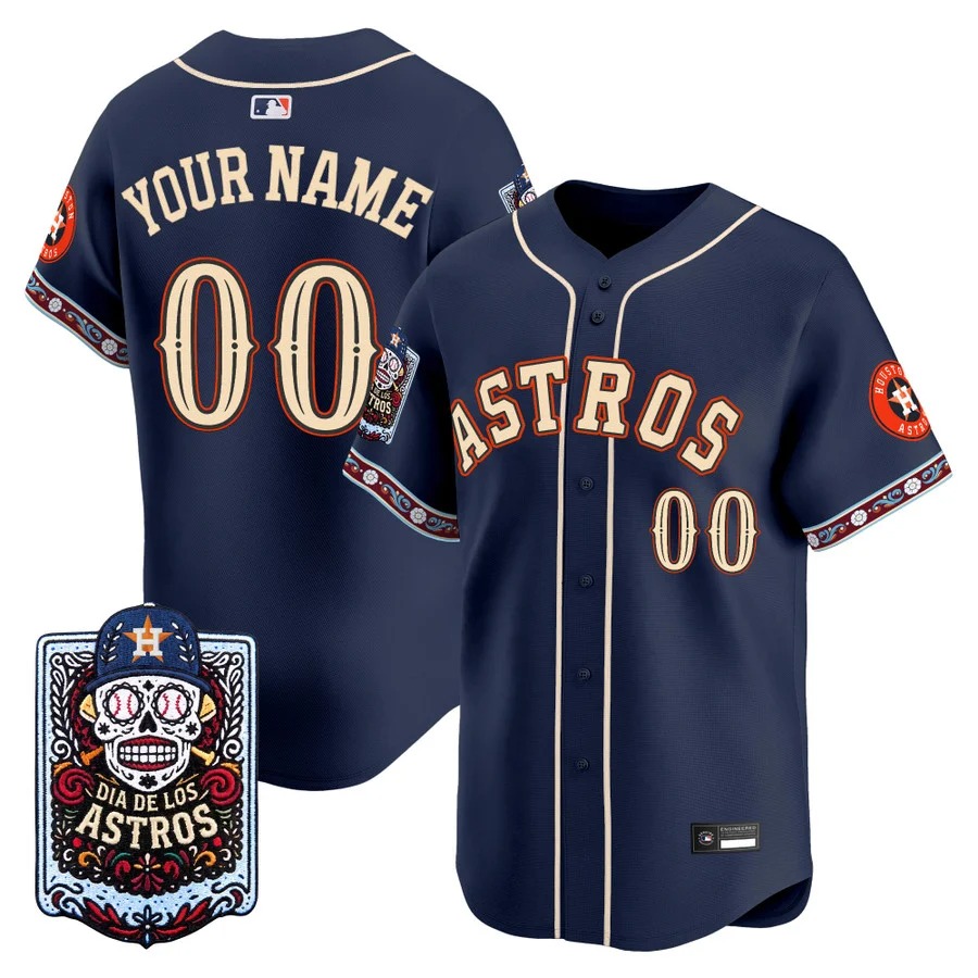 Houston Astros Dia de los Muertos Vapor Premier Limited Custom Jersey Navy - Stitched