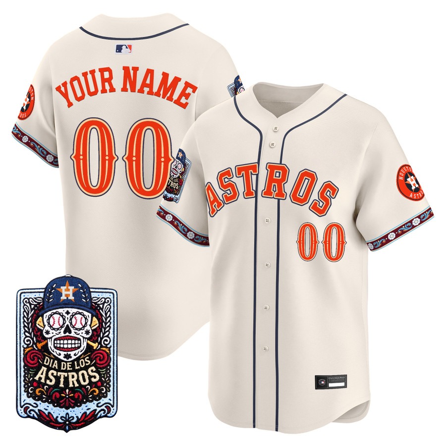 Houston Astros Dia de los Muertos Vapor Premier Limited Custom Jersey Bone - Stitched