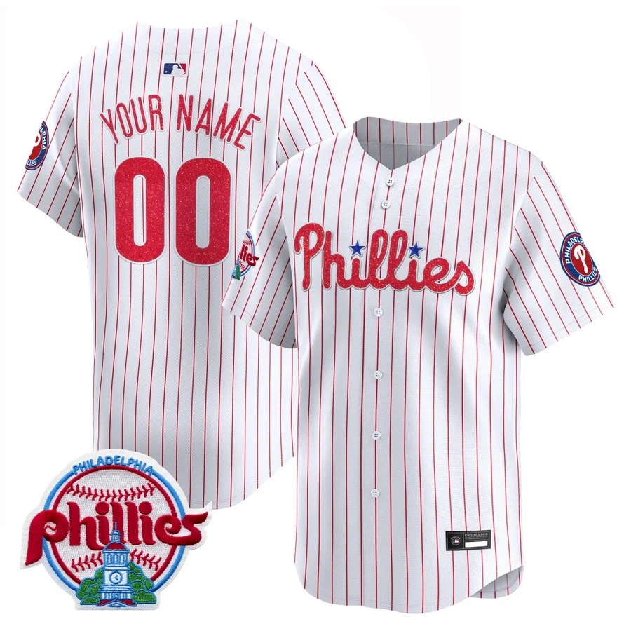 Philadelphia Phillies Glitter Vapor Premier Limited Custom Jersey White - All Stitched