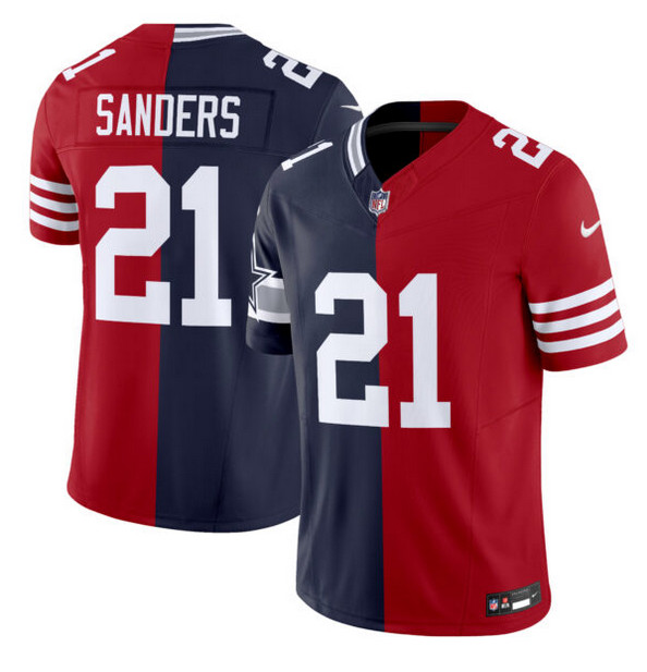Men & Women & Youth Dallas Cowboys X 49ers Custom Navy Red Split F.U.S.E. Vapor Limited Stitched Jersey