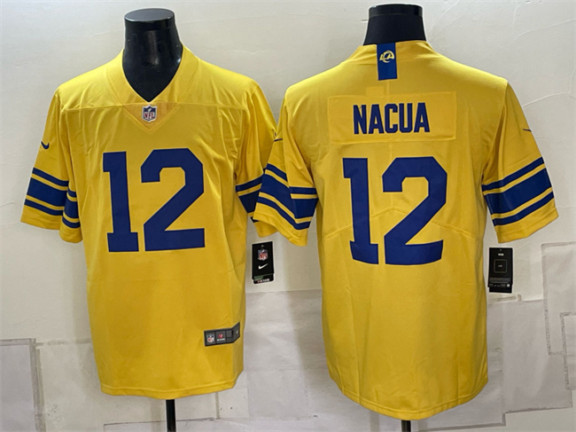 Men's Los Angeles Rams #12 Puka Nacua Gold Classic Sol Vapor Limited Stitched Football Jersey