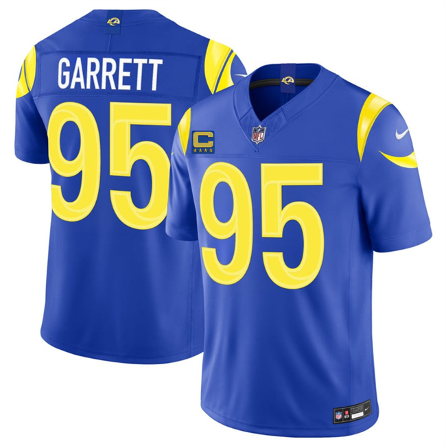 Men's Los Angeles Rams #95 Myles Garrett Royal 2026 F.U.S.E. 4-Star C Patch Vapor Limited Stitched Football Jersey