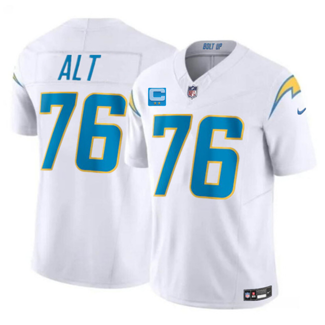 Men's Los Angeles Chargers #76 Joe Alt White 2026 F.U.S.E. 2-Star C Patch Vapor Limited Stitched Football Jersey