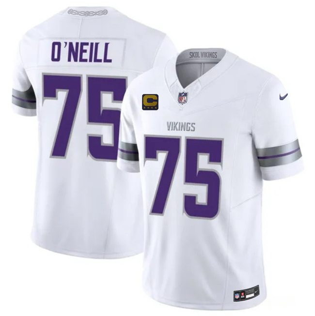 Men's Minnesota Vikings #75 Brian O'Neill White 2025 F.U.S.E. Winter Warrior Limited Stitched Jersey