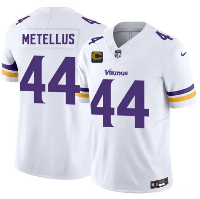 Men's Minnesota Vikings #44 Josh Metellus White 2026 F.U.S.E. 4-Star C Patch Winter Warrior Limited Stitched Jersey