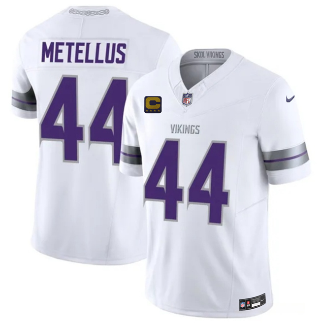 Men's Minnesota Vikings #44 Josh Metellus Purple 2026 F.U.S.E. 4-Star C Patch Throwback Vapor Untouchable Limited Stitched Jersey