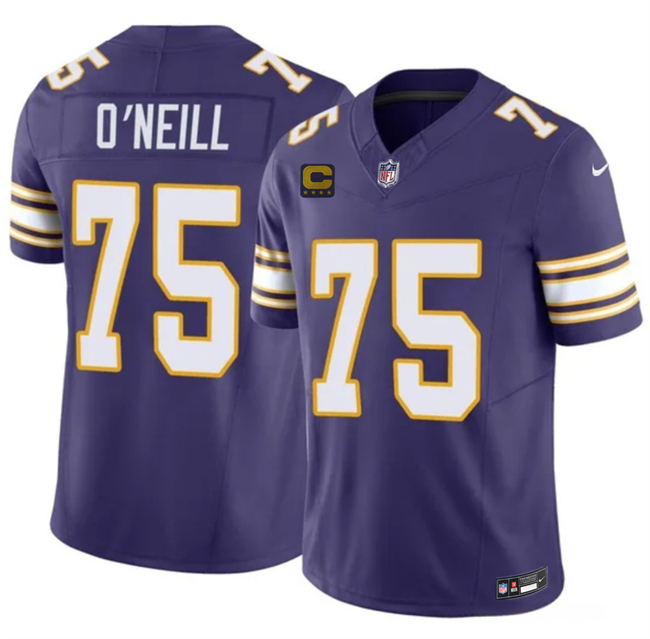 Men's Minnesota Vikings #75 Brian O'Neill Purple 2026 F.U.S.E. 4-Star C Patch Vapor Untouchable Limited Stitched Jersey