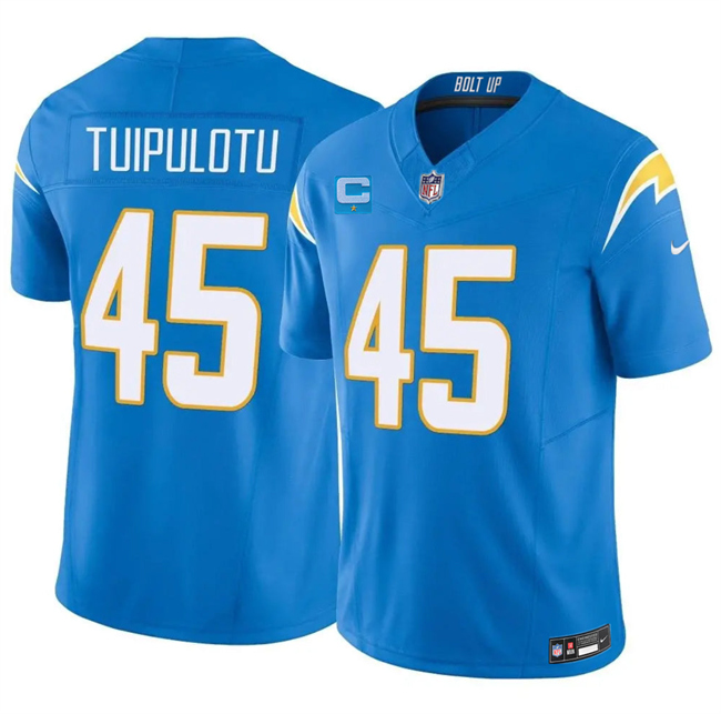 Men's Los Angeles Chargers #45 Tuli Tuipulotu Blue 2026 F.U.S.E. 1-Star C Patch Vapor Limited Stitched Football Jersey