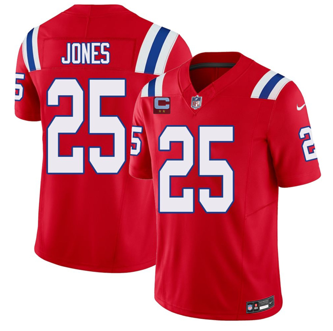 Men's New England Patriots #25 Marcus Jones Red 2026 F.U.S.E.  2-Star C Pach Vapor Limited Stitched Football Jersey