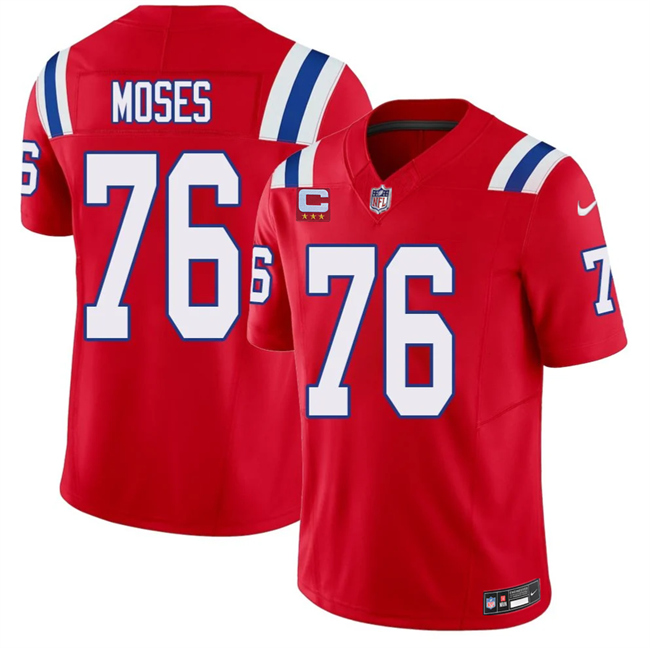 Men's New England Patriots #76 Morgan Moses Red 2026 F.U.S.E.  3-Star C Pach Vapor Limited Stitched Football Jersey
