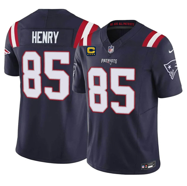 Men's New England Patriots #85 Hunter Henry Navy 2026 F.U.S.E.  4-Star C Pach Vapor Limited Stitched Football Jersey