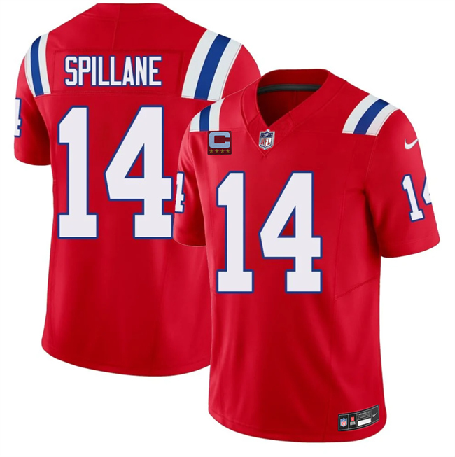 Men's New England Patriots #14 Robert Spillane Red 2026 F.U.S.E.  4-Star C Pach Vapor Limited Stitched Football Jersey