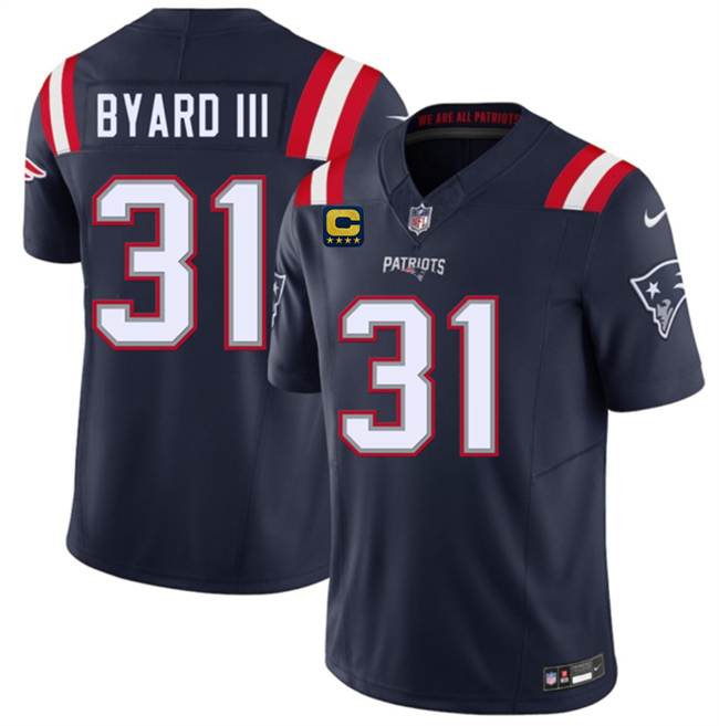 Men's New England Patriots #31 Kevin Byard III Navy 2026 F.U.S.E.  4-Star C Pach Vapor Limited Stitched Football Jersey