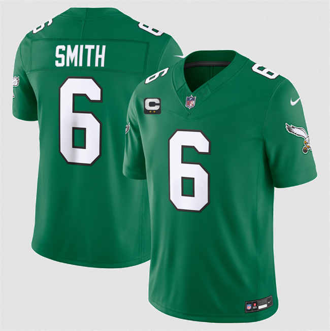 Men's Philadelphia Eagles #6 DeVonta Smith Kelly Green 2026 F.U.S.E. 2-Star C Patch Throwback Vapor Untouchable Limited Stitched Football Jersey