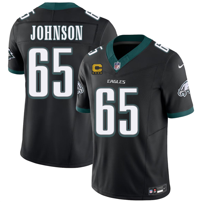 Men's Philadelphia Eagles #65 Lane Johnson Black 2026 F.U.S.E. 4-Star C Patch Vapor Untouchable Limited Throwback Stitched Football Jersey