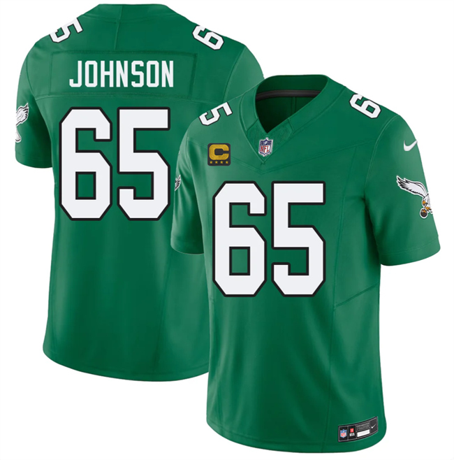 Men's Philadelphia Eagles #65 Lane Johnson Kelly Green 2026 F.U.S.E. 4-Star C Patch Throwback Vapor Untouchable Limited Stitched Football Jersey