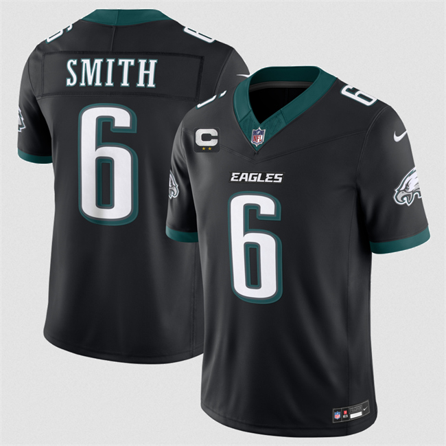 Men's Philadelphia Eagles #6 DeVonta Smith Black 2026 F.U.S.E. 2-Star C Patch Vapor Untouchable Limited Throwback Stitched Football Jersey