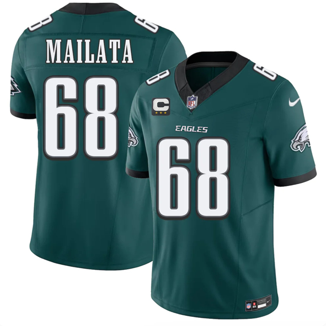 Men's Philadelphia Eagles #68 Jordan Mailata Green 2026 F.U.S.E. 3-Star C Patch Vapor Untouchable Limited Stitched Football Jersey