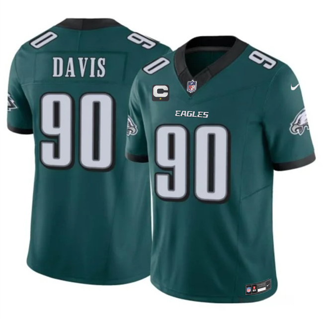 Men's Philadelphia Eagles #90 Jordan Davis Green 2026 F.U.S.E. 1-Star C Patch Vapor Untouchable Limited Stitched Football Jersey