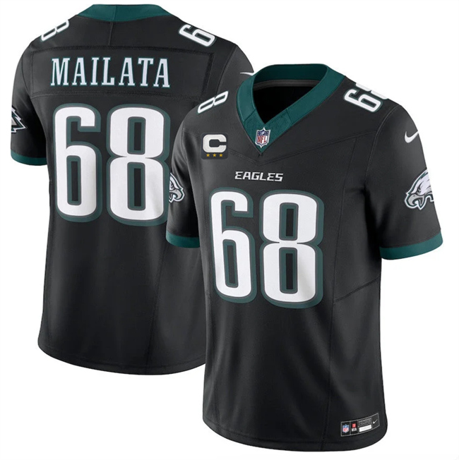 Men's Philadelphia Eagles #68 Jordan Mailata Black 2026 F.U.S.E. 3-Star C Patch Vapor Untouchable Limited Throwback Stitched Football Jersey